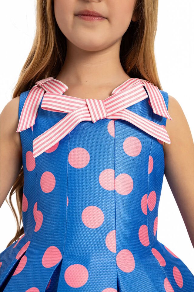 Puantiyeli Mavi Elbise