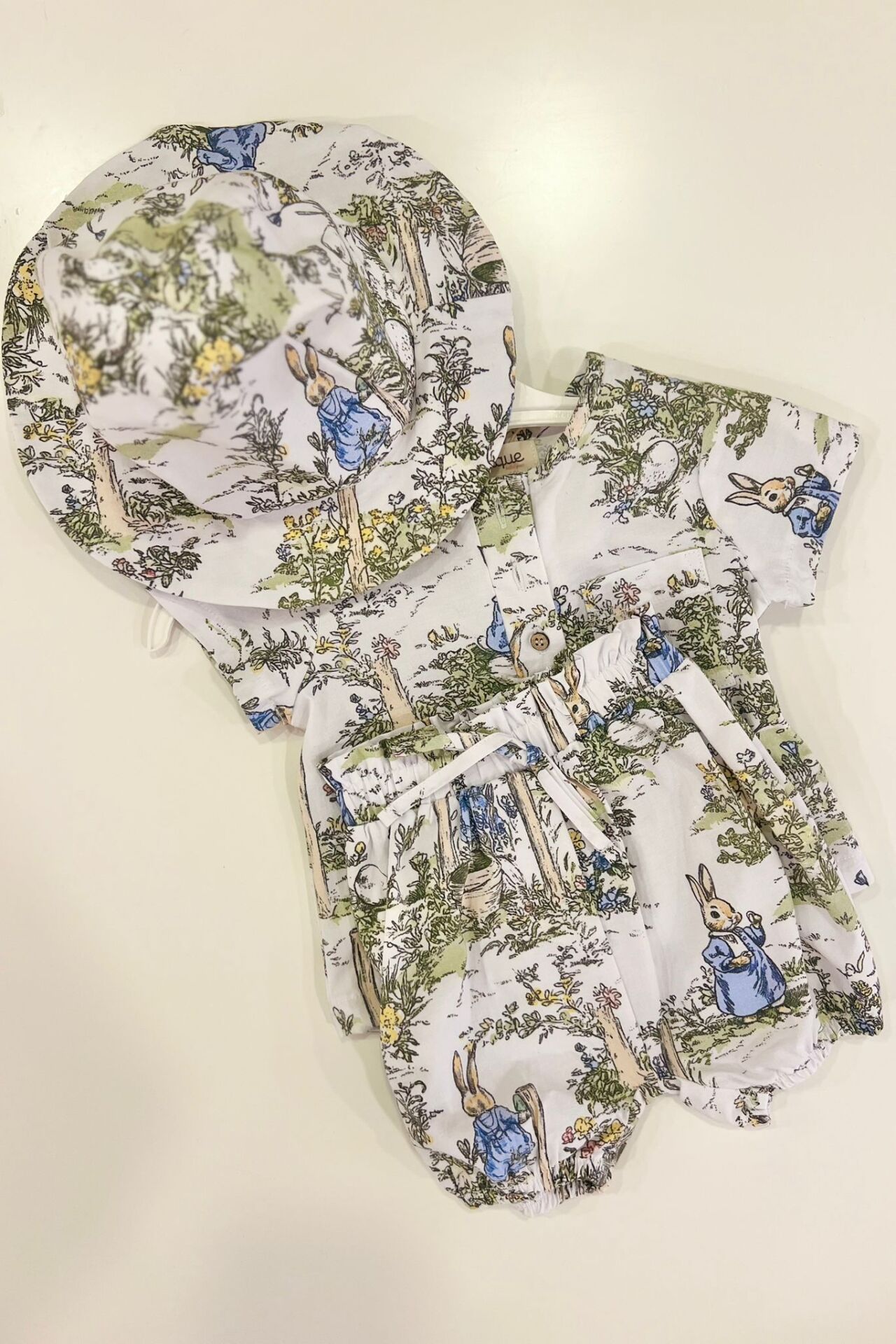 Tavşan Desenli Şapkalı İkili Set