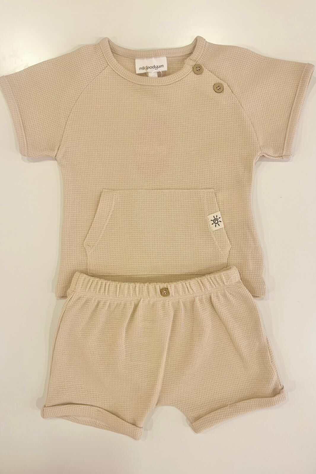 Cepli Şortlu Takım ( Bej )