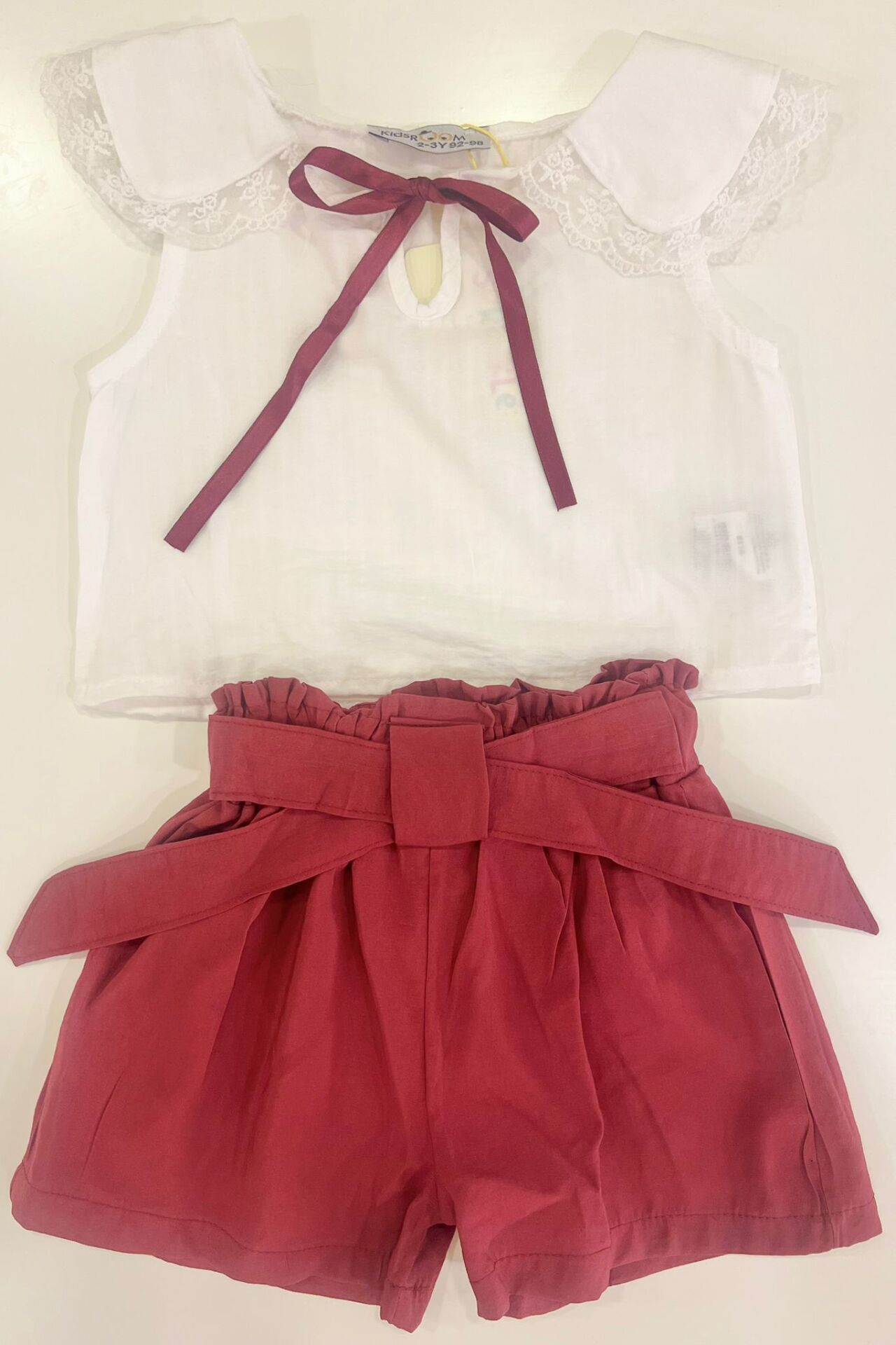 Dantel Saten Şort Bluz Takım(Bordo)
