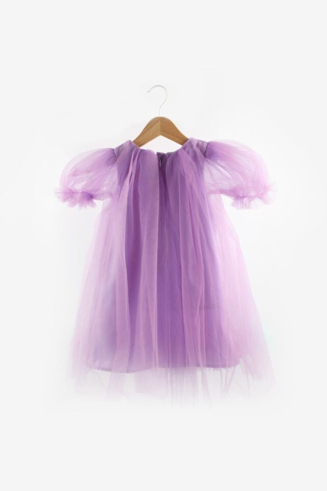 Lila Ponpon Elbise - Lavonne