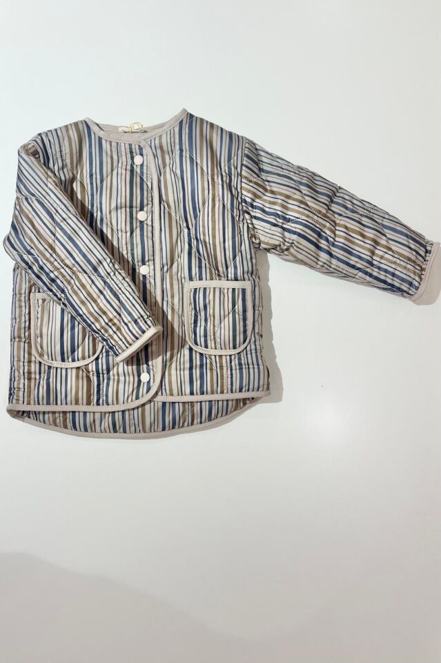 Kapitone Çizgili Mont