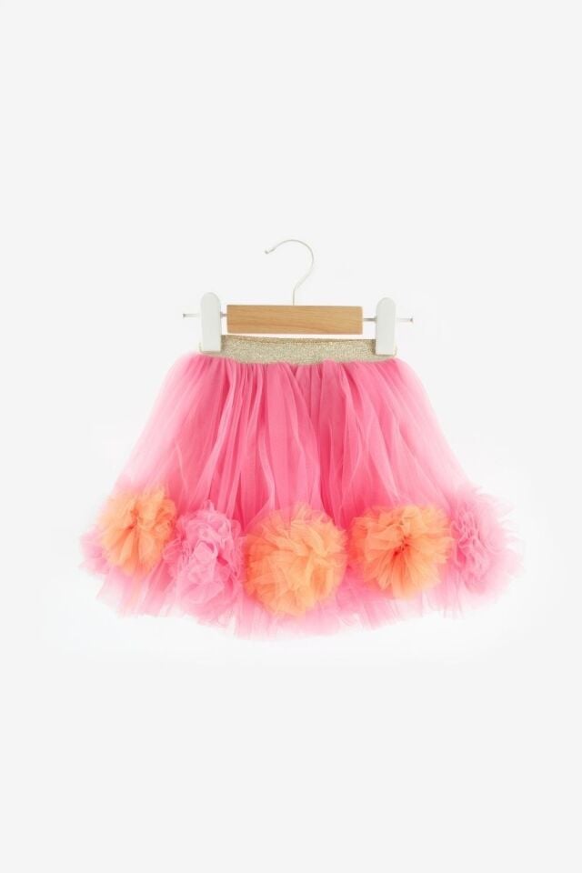 Fuşya Ponpon Etek - Hilda