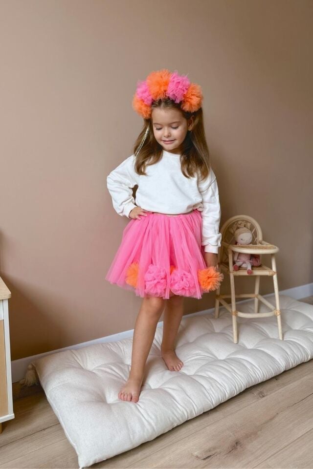 Fuşya Ponpon Etek - Hilda