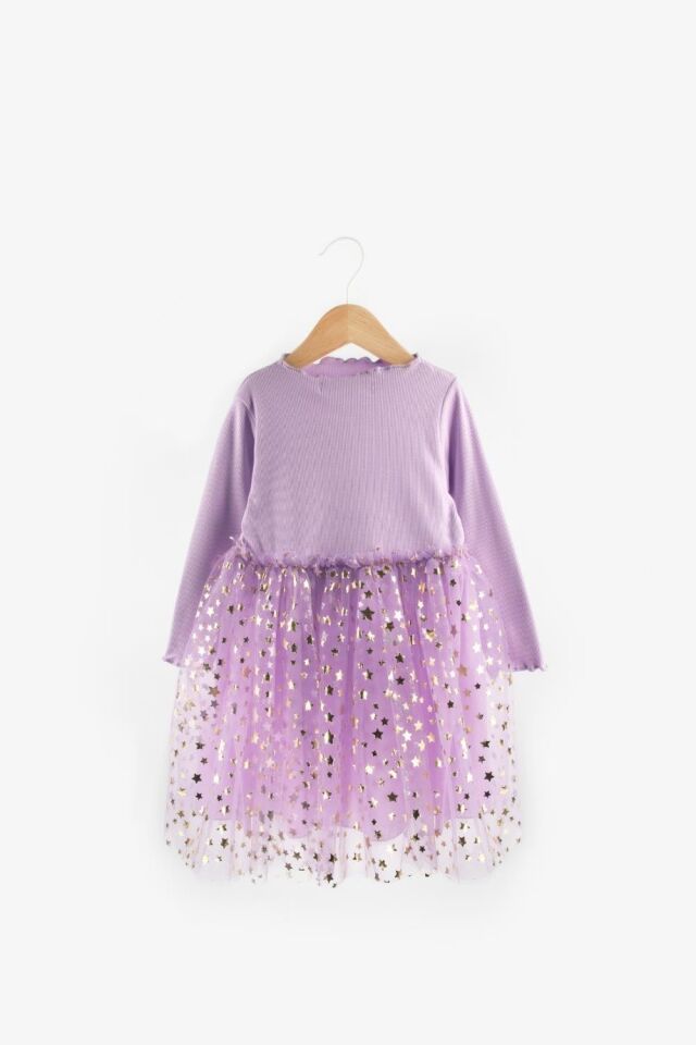 Lila Yıldız Baskı Karen Elbise