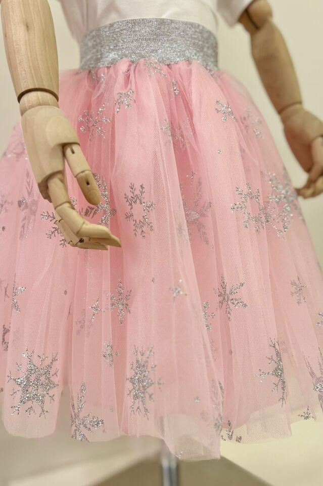 Kar Tanesi Simli Etek