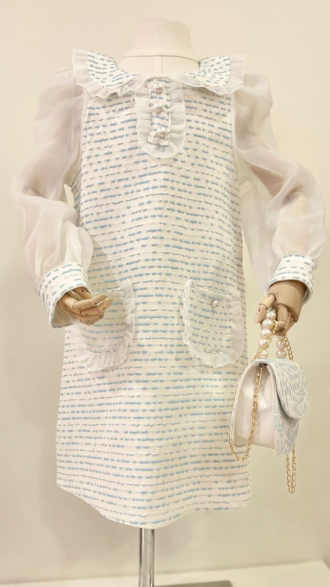 TÜL KOL MAVİ ELBİSE