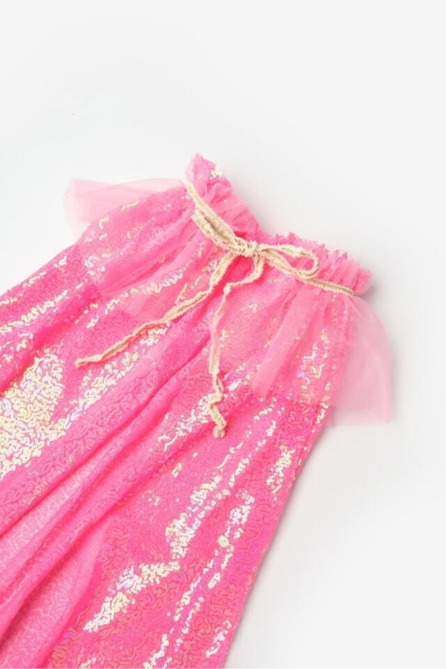 Fuşya Payetli Pelerin