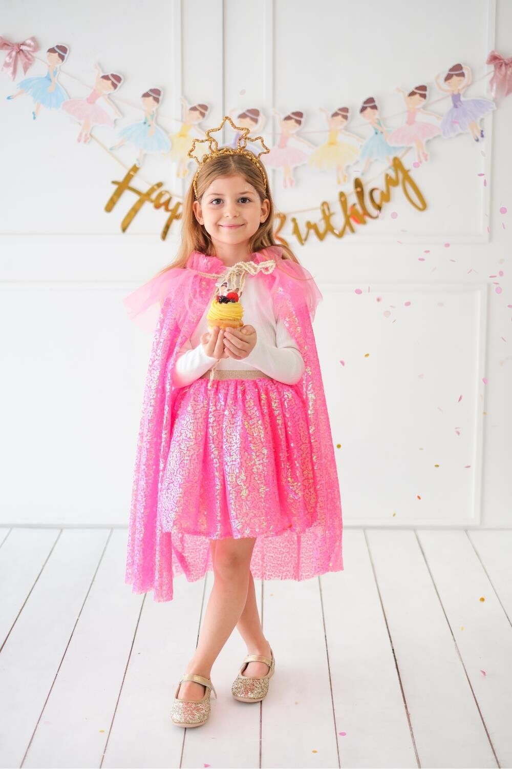 Fuşya Payetli Pelerin