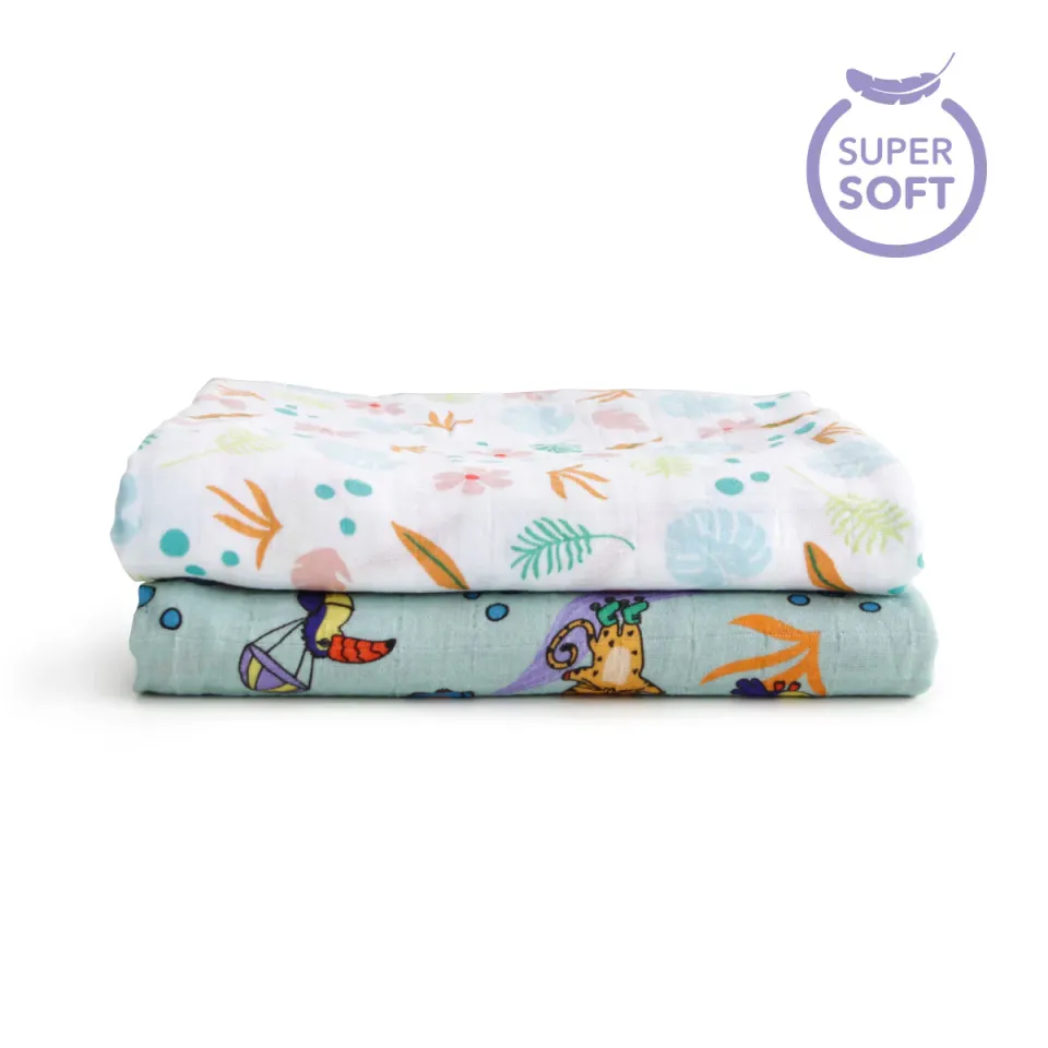 Müslin Örtü 2li Set - Jungle Friends