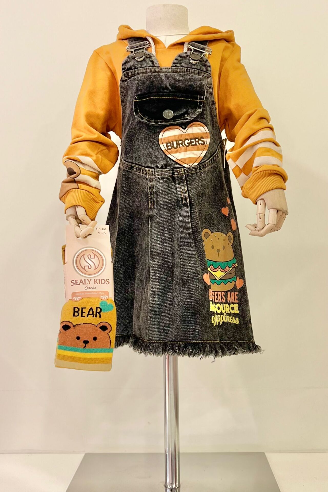 Bear Çoraplı Jile (Siyah-Taba Rengi Sweat)