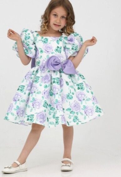 Çiçekli Elbise - Lila