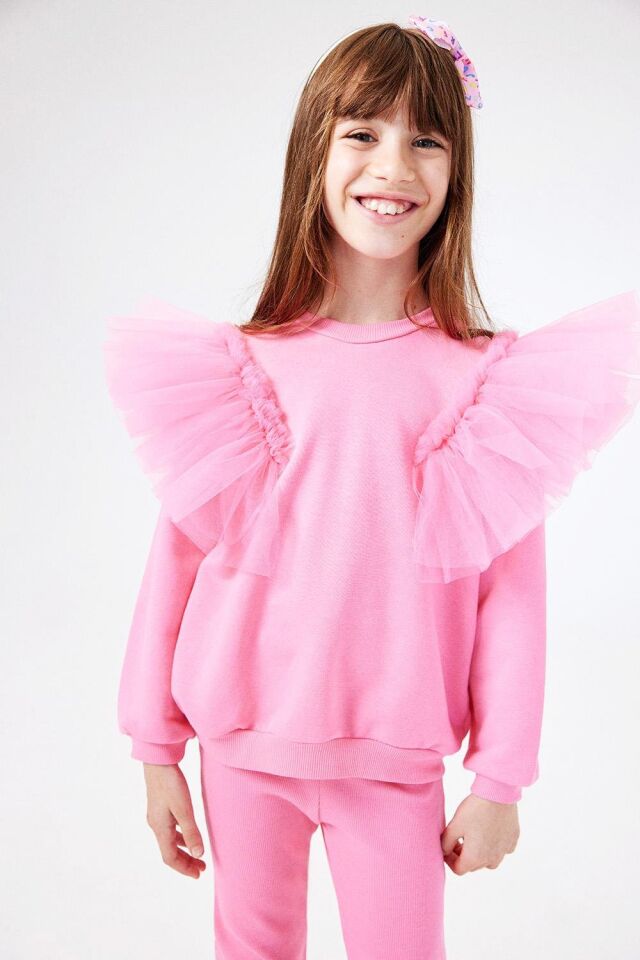 Pembe Tül Omuz Eşofman Takımı