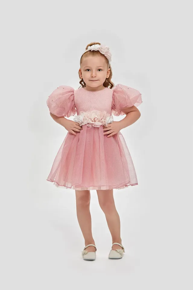 Simli Elbise - Pudra