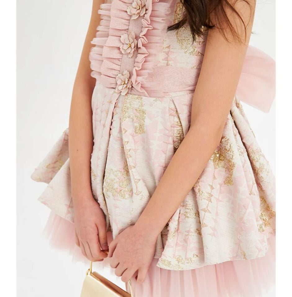 Tüllü Elbise - Pudra