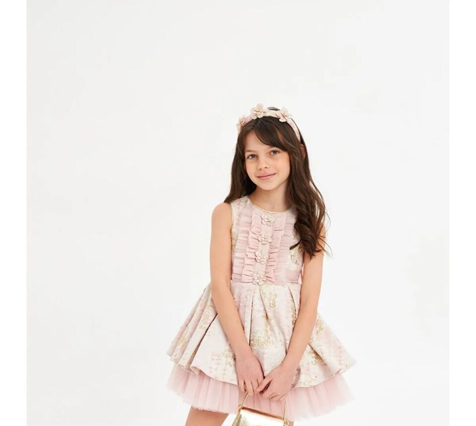 Tüllü Elbise - Pudra