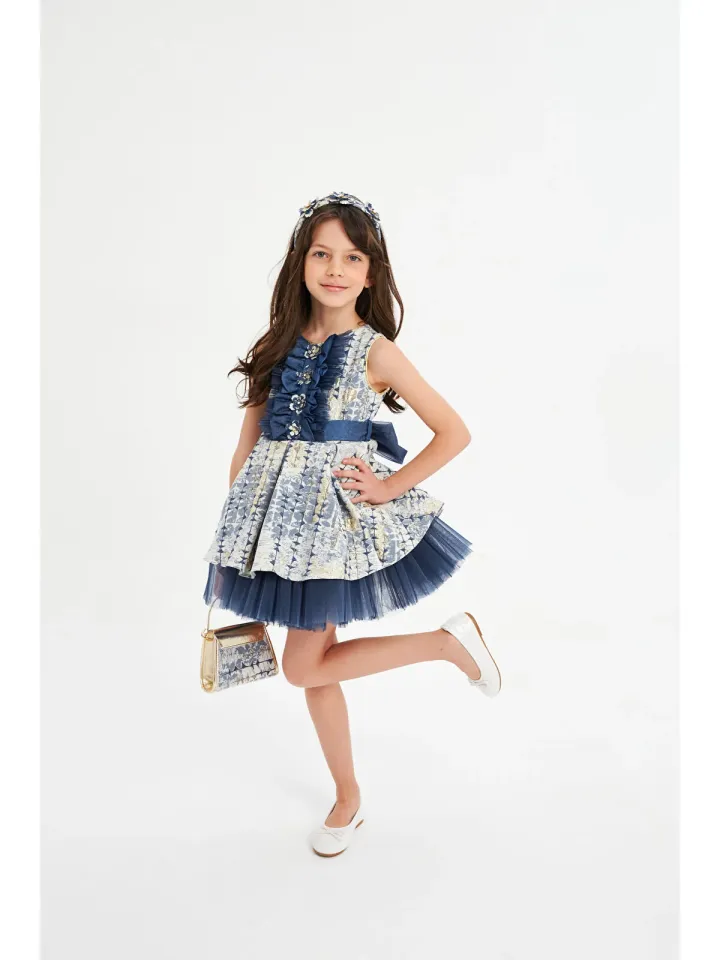 Tüllü Elbise - Lacivert