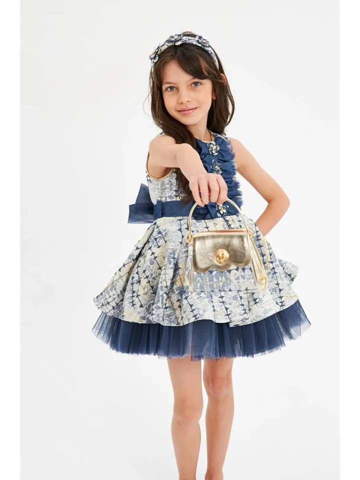 Tüllü Elbise - Lacivert