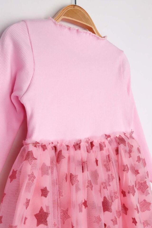 Pembe Yıldız Baskılı Karen Elbise