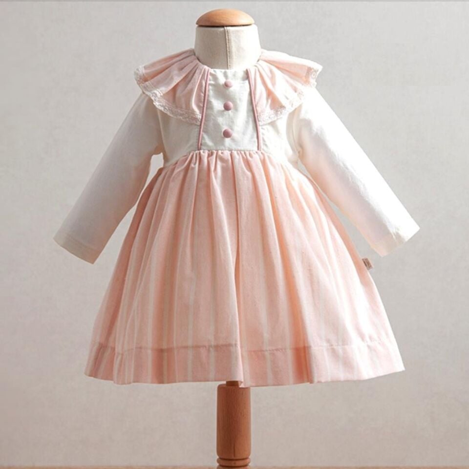 Dik Çizgi Elbise - Pembe