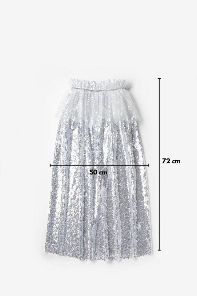 Gümüş Payetli Pelerin