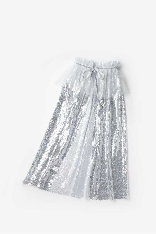 Gümüş Payetli Pelerin