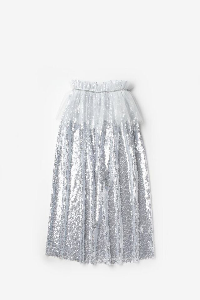 Gümüş Payetli Pelerin