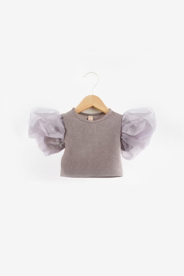 Gümüş Kol Tüllü Crop