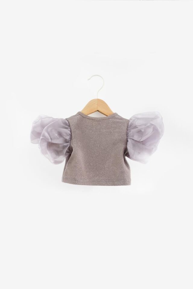 Gümüş Kol Tüllü Crop