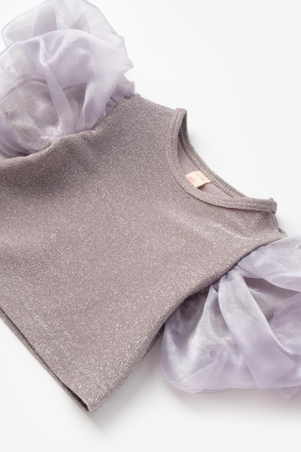 Gümüş Kol Tüllü Crop