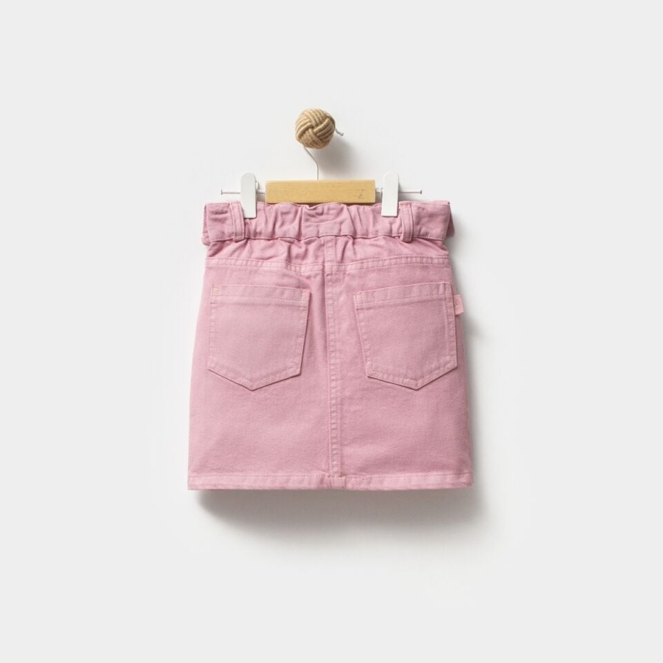 Beli Taşlı Kot Etek Gül Kurusu