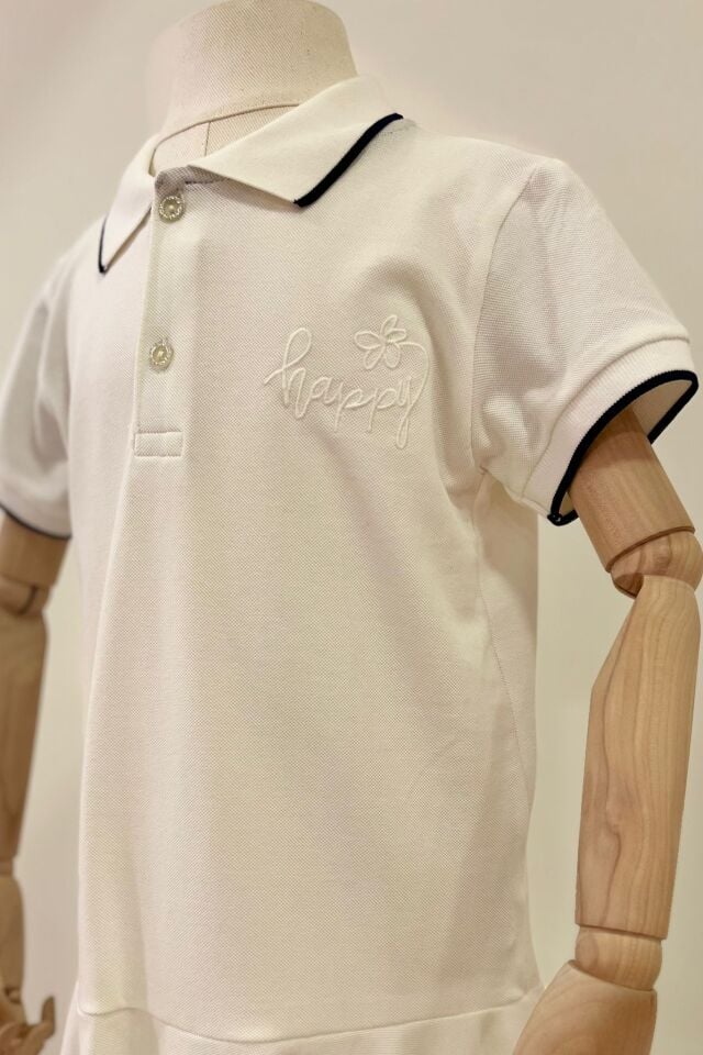 Nakışlı Pike Elbise(Beyaz)