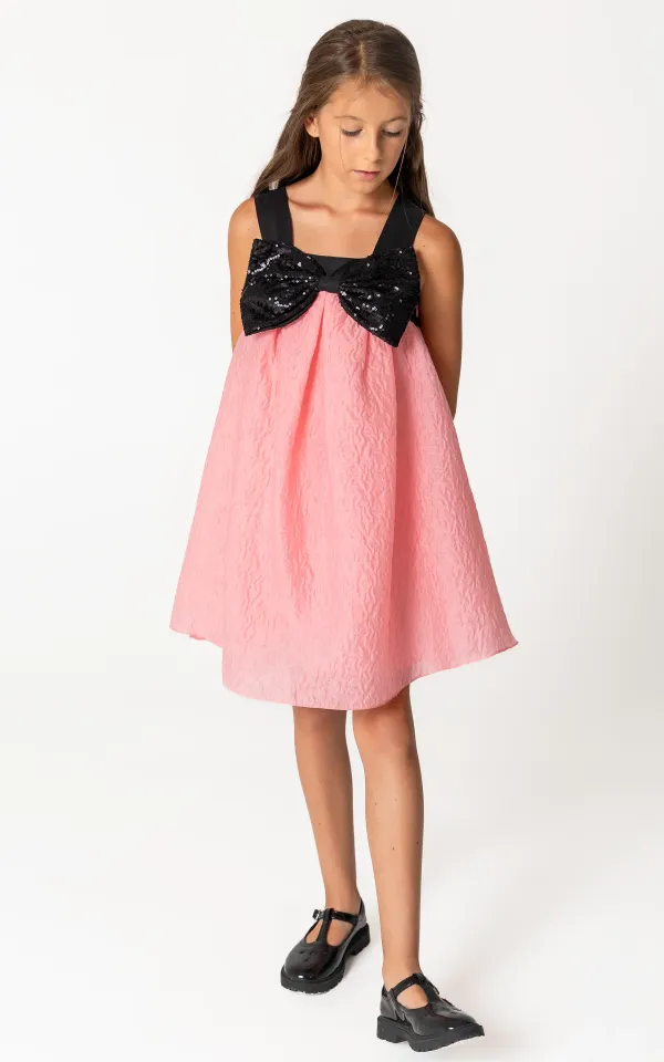 Payet Siyah Fiyonklu Elbise