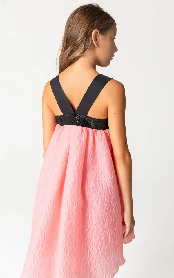 Payet Siyah Fiyonklu Elbise