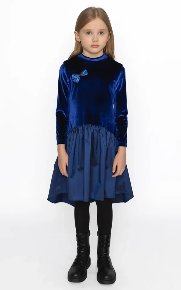 Lacivert Kadife Elbise