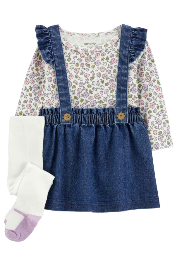 Çiçek Bebek Salopet 3lü Takım