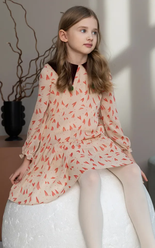 Pembe Kalpli Şifon Elbise