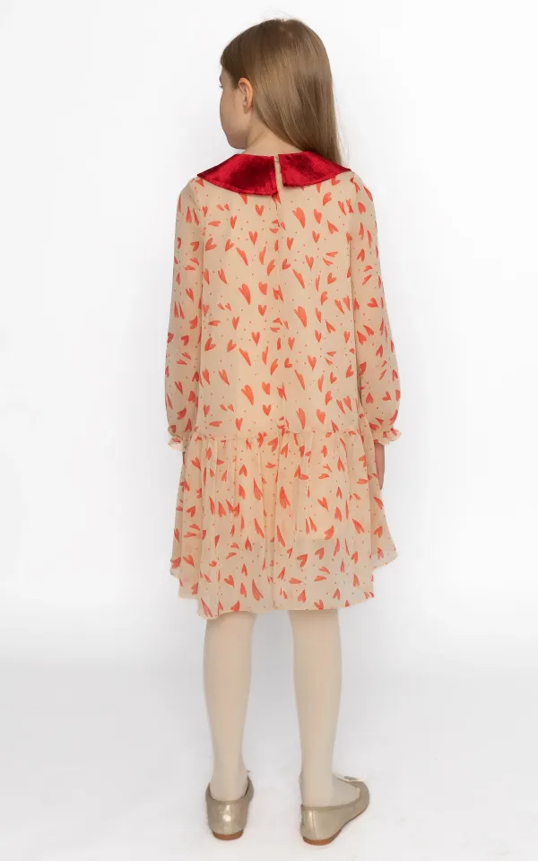 Pembe Kalpli Şifon Elbise