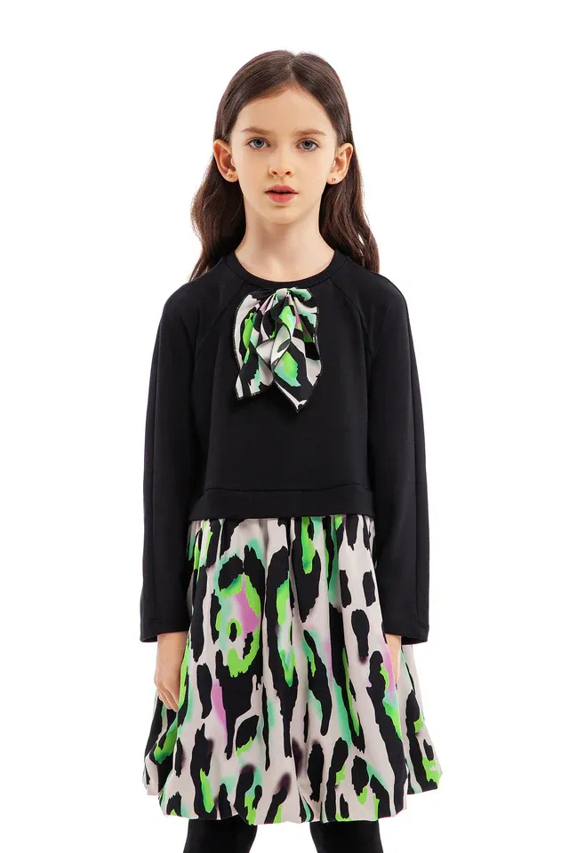 Yeşil Siyah Leopar Elbise