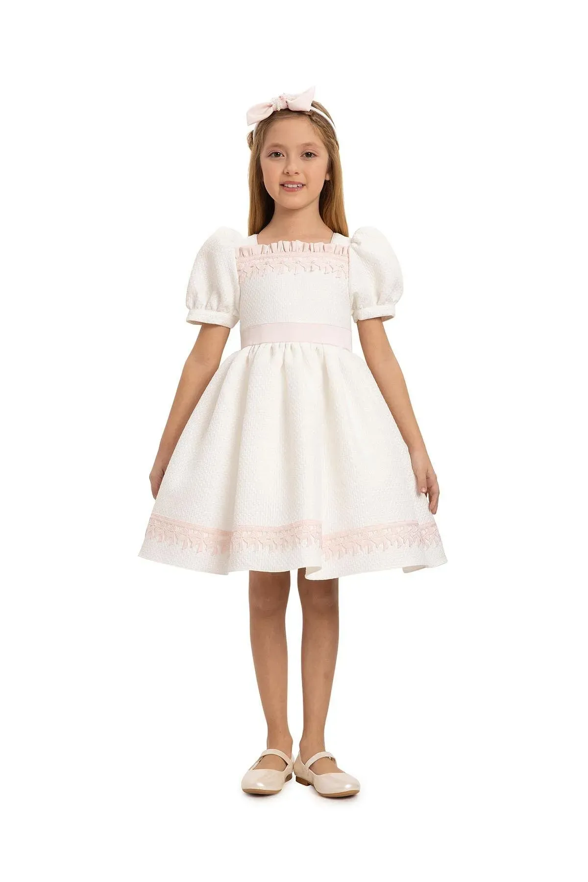 Simli Ekru Elbise - Taçlı