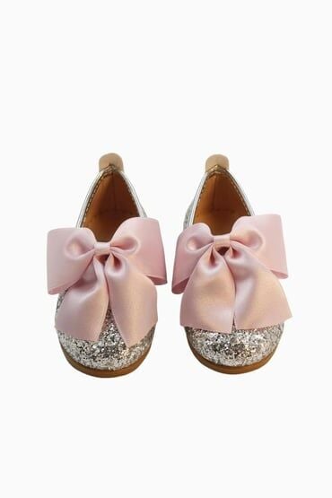 Mia & Lui Gümüş Cam Kırığı Pembe Kurdeleli Babet