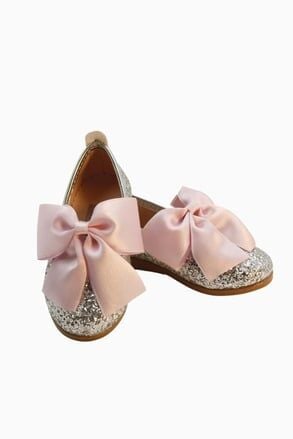 Mia & Lui Gümüş Cam Kırığı Pembe Kurdeleli Babet