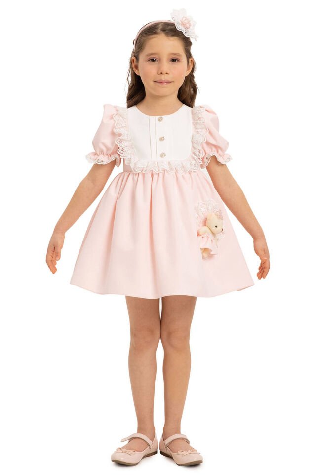 Ayıcıklı Elbise - Pudra